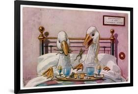 Couple of Geese Breakfast in Bed: Their Meal Includes Eggs Can They be Cannibals?-null-Framed Art Print