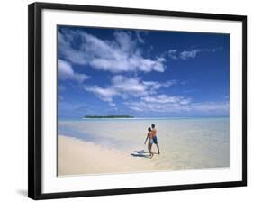 Couple on a Beach, Aitutaki, Cook Islands-Neil Farrin-Framed Photographic Print