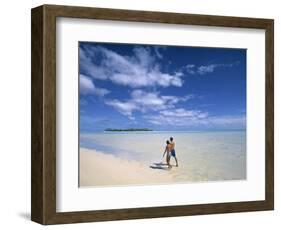 Couple on a Beach, Aitutaki, Cook Islands-Neil Farrin-Framed Photographic Print