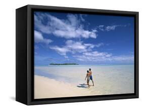 Couple on a Beach, Aitutaki, Cook Islands-Neil Farrin-Framed Stretched Canvas