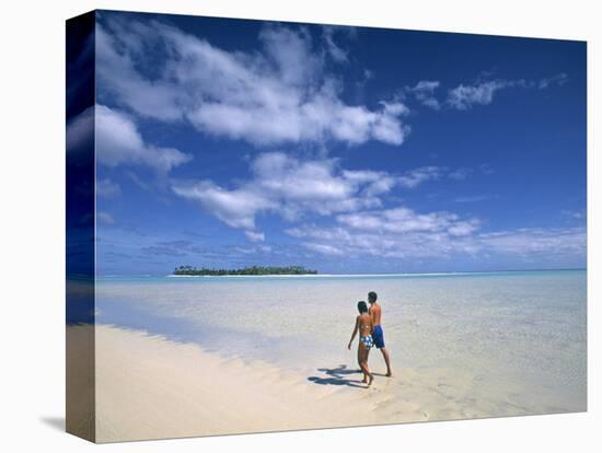Couple on a Beach, Aitutaki, Cook Islands-Neil Farrin-Stretched Canvas