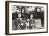 Couple on a Bench with a Dog-null-Framed Photographic Print