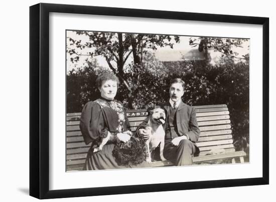 Couple on a Bench with a Dog-null-Framed Photographic Print