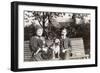 Couple on a Bench with a Dog-null-Framed Photographic Print