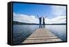 Couple on a Jetty at Lake Ianthe, West Coast, South Island, New Zealand, Pacific-Matthew Williams-Ellis-Framed Stretched Canvas