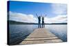 Couple on a Jetty at Lake Ianthe, West Coast, South Island, New Zealand, Pacific-Matthew Williams-Ellis-Stretched Canvas