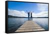 Couple on a Jetty at Lake Ianthe, West Coast, South Island, New Zealand, Pacific-Matthew Williams-Ellis-Framed Stretched Canvas