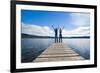 Couple on a Jetty at Lake Ianthe, West Coast, South Island, New Zealand, Pacific-Matthew Williams-Ellis-Framed Photographic Print