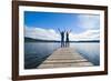 Couple on a Jetty at Lake Ianthe, West Coast, South Island, New Zealand, Pacific-Matthew Williams-Ellis-Framed Photographic Print