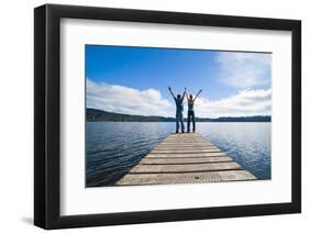 Couple on a Jetty at Lake Ianthe, West Coast, South Island, New Zealand, Pacific-Matthew Williams-Ellis-Framed Photographic Print