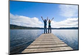 Couple on a Jetty at Lake Ianthe, West Coast, South Island, New Zealand, Pacific-Matthew Williams-Ellis-Mounted Photographic Print