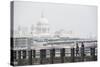 Couple on a Pier Overlooking St. Paul's Cathedral on the Banks of the River Thames, London, England-Matthew Williams-Ellis-Stretched Canvas