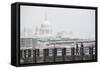 Couple on a Pier Overlooking St. Paul's Cathedral on the Banks of the River Thames, London, England-Matthew Williams-Ellis-Framed Stretched Canvas