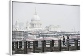 Couple on a Pier Overlooking St. Paul's Cathedral on the Banks of the River Thames, London, England-Matthew Williams-Ellis-Framed Photographic Print