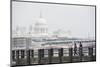 Couple on a Pier Overlooking St. Paul's Cathedral on the Banks of the River Thames, London, England-Matthew Williams-Ellis-Mounted Photographic Print
