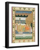 Couple on a Terrace at Sunset, from the Small Clive Album (Opaque W/C on Paper)-Mughal-Framed Giclee Print