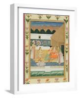 Couple on a Terrace at Sunset, from the Small Clive Album (Opaque W/C on Paper)-Mughal-Framed Giclee Print