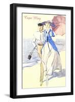 Couple on Beach, Cape May-null-Framed Art Print