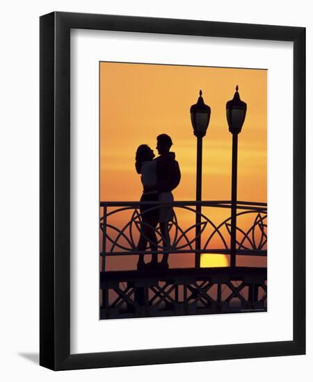Couple on Bridge, Aruba, West Indies, Dutch Caribbean, Central America-Sergio Pitamitz-Framed Premium Photographic Print