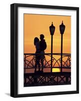 Couple on Bridge, Aruba, West Indies, Dutch Caribbean, Central America-Sergio Pitamitz-Framed Photographic Print