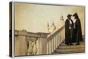 Couple on Bridge During Carnival, Venice, Italy-Darrell Gulin-Stretched Canvas