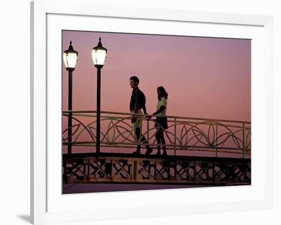 Couple on Bridge, Oranjestad, Aruba-Sergio Pitamitz-Framed Photographic Print