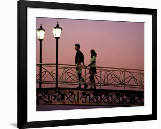 Couple on Bridge, Oranjestad, Aruba-Sergio Pitamitz-Framed Photographic Print