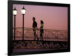 Couple on Bridge, Oranjestad, Aruba-Sergio Pitamitz-Framed Photographic Print