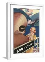 Couple on Deck, Bon Voyage-null-Framed Art Print