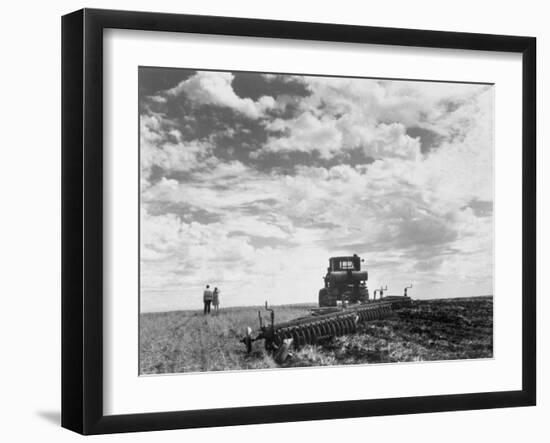 Couple on Field Being Harrowed at Verblud State Collective Farm, South of Moscow, Rostov, Russia-Margaret Bourke-White-Framed Photographic Print