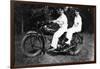 Couple on Indian Motorcycle Photograph - Tacoma, WA-Lantern Press-Framed Art Print