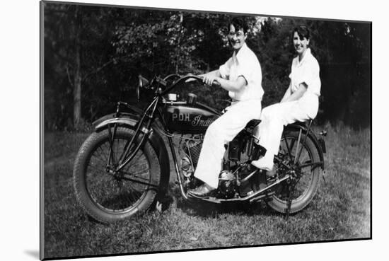Couple on Indian Motorcycle Photograph - Tacoma, WA-Lantern Press-Mounted Art Print