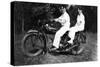 Couple on Indian Motorcycle Photograph - Tacoma, WA-Lantern Press-Stretched Canvas