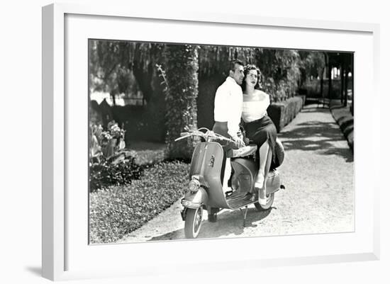 Couple on Motor Scooter-null-Framed Art Print