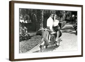 Couple on Motor Scooter-null-Framed Art Print