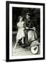 Couple on Motor Scooter-null-Framed Art Print