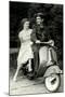 Couple on Motor Scooter-null-Mounted Art Print