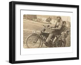 Couple on Motorbike-null-Framed Art Print