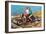 Couple on Motorcycle by Sea, Retro-null-Framed Art Print