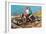 Couple on Motorcycle by Sea, Retro-null-Framed Art Print