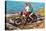 Couple on Motorcycle by Sea, Retro-null-Stretched Canvas