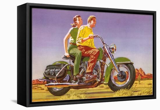 Couple on Motorcycle-null-Framed Stretched Canvas