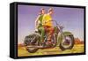 Couple on Motorcycle-null-Framed Stretched Canvas