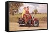 Couple on Red Motorcycle-null-Framed Stretched Canvas