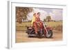 Couple on Red Motorcycle-null-Framed Art Print