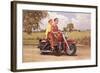 Couple on Red Motorcycle-null-Framed Art Print