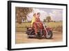 Couple on Red Motorcycle-null-Framed Art Print