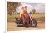 Couple on Red Motorcycle-null-Framed Art Print