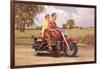 Couple on Red Motorcycle-null-Framed Art Print