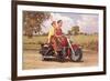 Couple on Red Motorcycle-null-Framed Art Print